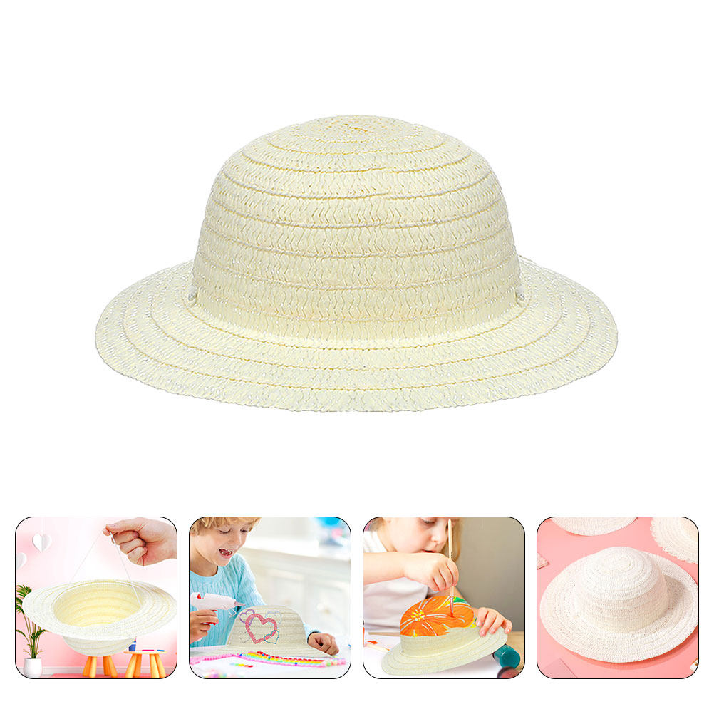 Art Craft Diy - 8 Adet DIY Çocuk Hasır Şapkası,