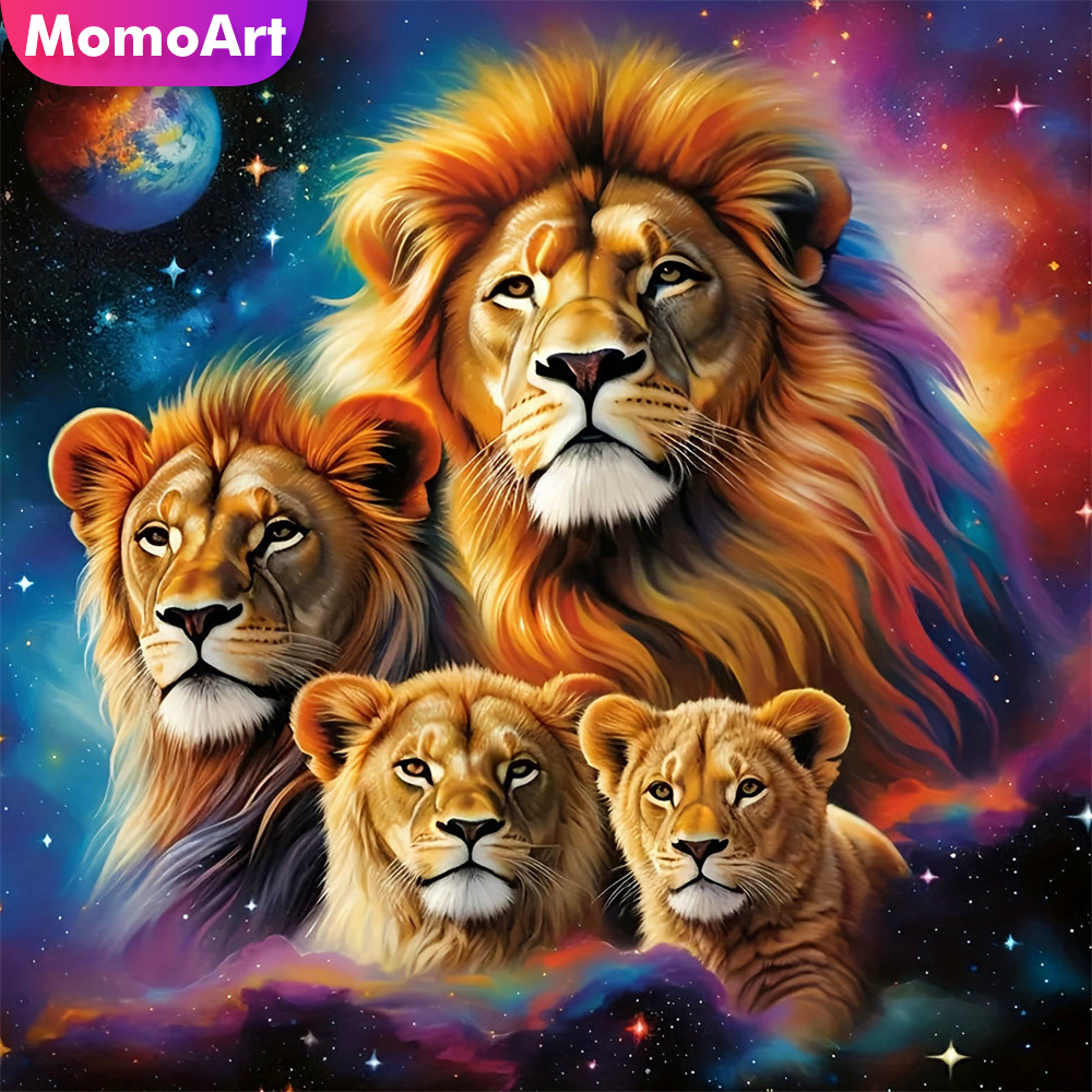 Art Craft Lion - Momoart Elmas Boyama Aslanlar Hayvan Resmi