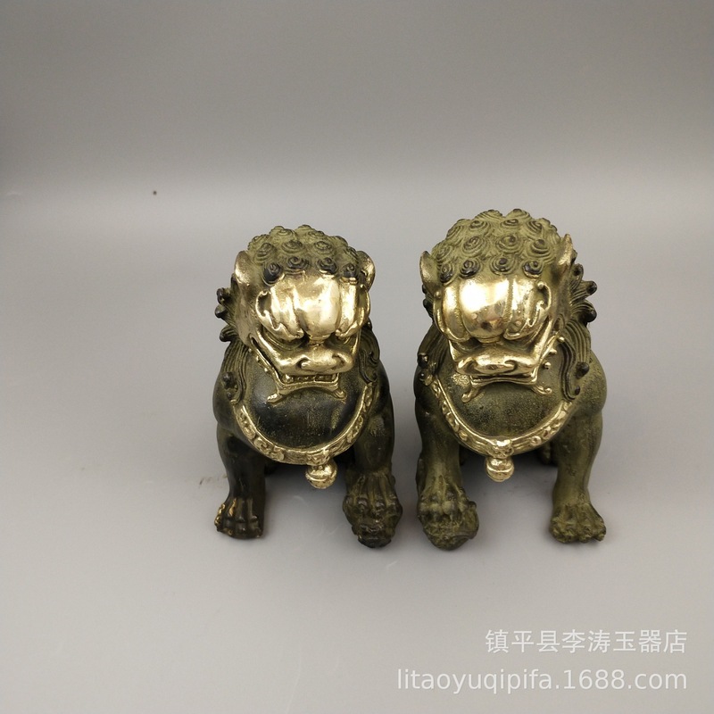 Art Craft Lion - Pirinç çift kulaklı bakır çanlar, dekoratif